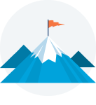 Ilustración de una montaña con una bandera en la parte superior para simbolizar el logro de sus objetivos