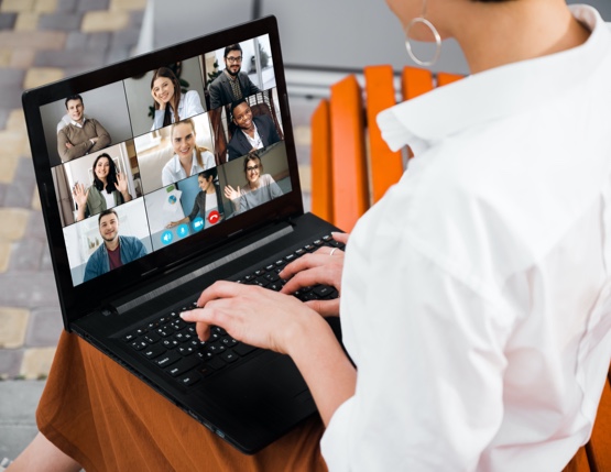 woman holding a virtual meeting