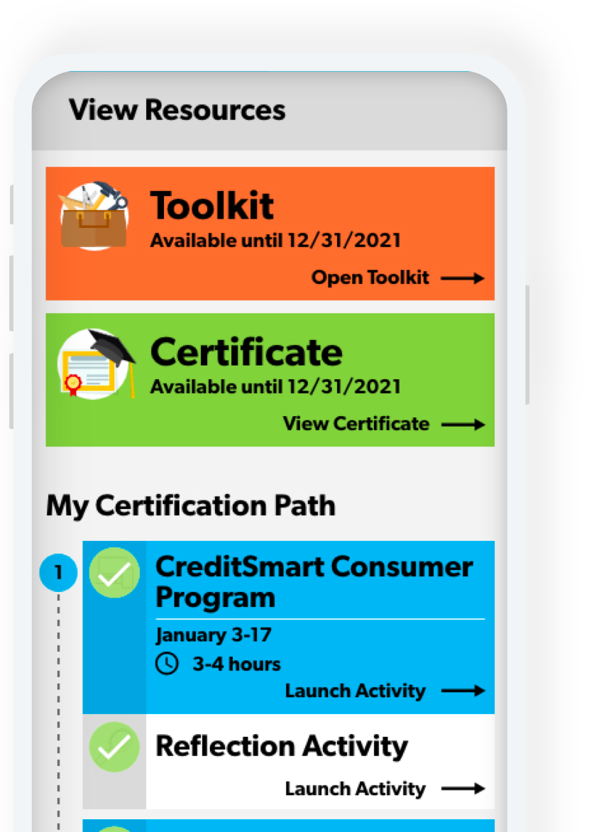 mobile image with credit smart resource information