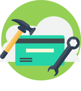 icon of a credit card with tools